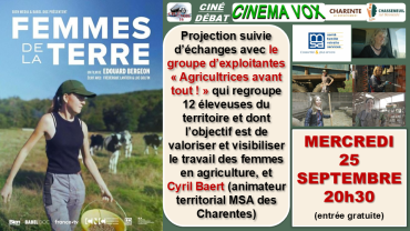 "FEMMES DE LA TERRE" MERCREDI 25 SEPTEMBRE À 20H30 (ENTRÉE GRATUITE)