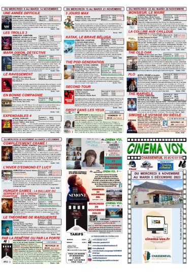 PROGRAMME DU MERCREDI 8 NOVEMBRE AU MARDI 5 DÉCEMBRE 2023